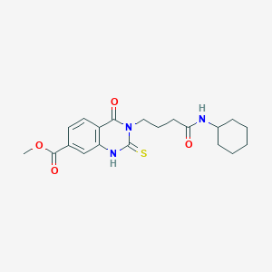 molecular formula C20H25N3O4S B2851439 Methyl 3-(4-(cyclohexylamino)-4-oxobutyl)-4-oxo-2-thioxo-1,2,3,4-tetrahydroquinazoline-7-carboxylate CAS No. 946354-29-6