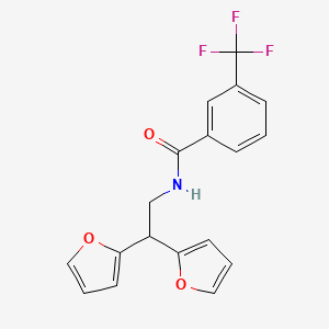 molecular formula C18H14F3NO3 B2851455 N-[2,2-bis(furan-2-yl)ethyl]-3-(trifluoromethyl)benzamide CAS No. 2309598-81-8
