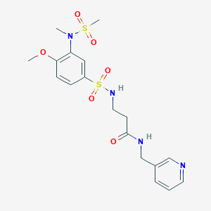 molecular formula C18H24N4O6S2 B2851456 3-(4-methoxy-3-(N-methylmethylsulfonamido)phenylsulfonamido)-N-(pyridin-3-ylmethyl)propanamide CAS No. 881935-98-4