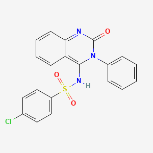 molecular formula C20H14ClN3O3S B2851460 4-chloro-N-[(4E)-2-oxo-3-phenyl-1,2,3,4-tetrahydroquinazolin-4-ylidene]benzene-1-sulfonamide CAS No. 478044-04-1
