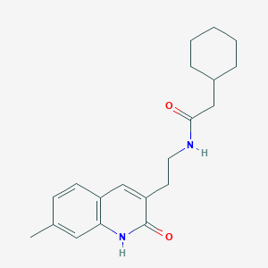 molecular formula C20H26N2O2 B2851461 2-cyclohexyl-N-(2-(7-methyl-2-oxo-1,2-dihydroquinolin-3-yl)ethyl)acetamide CAS No. 851404-74-5