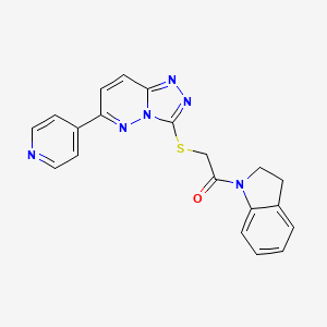 molecular formula C20H16N6OS B2851488 1-(Indolin-1-yl)-2-((6-(pyridin-4-yl)-[1,2,4]triazolo[4,3-b]pyridazin-3-yl)thio)ethanone CAS No. 894061-40-6