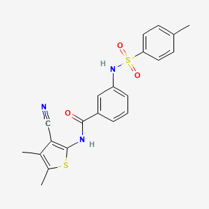 molecular formula C21H19N3O3S2 B2851506 N-(3-cyano-4,5-dimethylthiophen-2-yl)-3-(4-methylphenylsulfonamido)benzamide CAS No. 886897-05-8