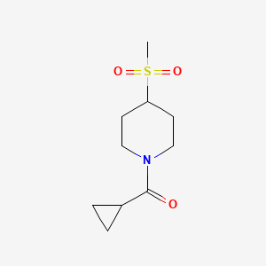 molecular formula C10H17NO3S B2851510 1-CYCLOPROPANECARBONYL-4-METHANESULFONYLPIPERIDINE CAS No. 145021-94-9