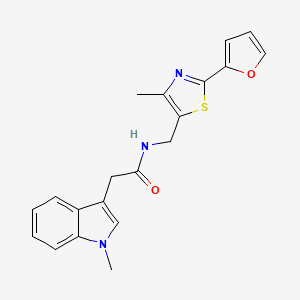 molecular formula C20H19N3O2S B2851512 N-((2-(furan-2-yl)-4-methylthiazol-5-yl)methyl)-2-(1-methyl-1H-indol-3-yl)acetamide CAS No. 1421465-72-6