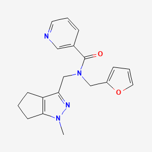 molecular formula C19H20N4O2 B2851521 N-(furan-2-ylmethyl)-N-((1-methyl-1,4,5,6-tetrahydrocyclopenta[c]pyrazol-3-yl)methyl)nicotinamide CAS No. 1798639-33-4