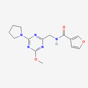 N-((4-methoxy-6-(pyrrolidin-1-yl)-1,3,5-triazin-2-yl)methyl)furan-3-carboxamide