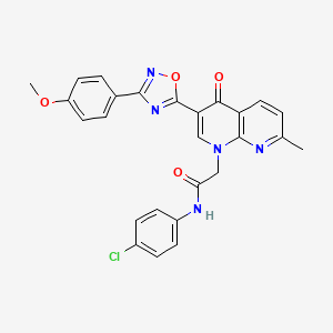 molecular formula C26H20ClN5O4 B2851543 N-(4-chlorophenyl)-2-{3-[3-(4-methoxyphenyl)-1,2,4-oxadiazol-5-yl]-7-methyl-4-oxo-1,4-dihydro-1,8-naphthyridin-1-yl}acetamide CAS No. 1112332-39-4