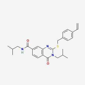 molecular formula C26H31N3O2S B2851550 N,3-diisobutyl-4-oxo-2-((4-vinylbenzyl)thio)-3,4-dihydroquinazoline-7-carboxamide CAS No. 1115382-78-9