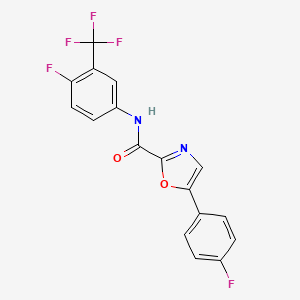 molecular formula C17H9F5N2O2 B2851553 N-(4-fluoro-3-(trifluoromethyl)phenyl)-5-(4-fluorophenyl)oxazole-2-carboxamide CAS No. 955730-99-1