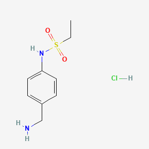 molecular formula C9H15ClN2O2S B2851562 N-[4-(aminomethyl)phenyl]ethane-1-sulfonamide hydrochloride CAS No. 886843-13-6