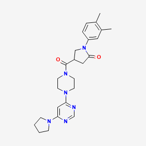1-(3,4-Dimethylphenyl)-4-(4-(6-(pyrrolidin-1-yl)pyrimidin-4-yl)piperazine-1-carbonyl)pyrrolidin-2-one