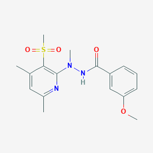 molecular formula C17H21N3O4S B2851572 N'-(3-methanesulfonyl-4,6-dimethylpyridin-2-yl)-3-methoxy-N'-methylbenzohydrazide CAS No. 341967-38-2