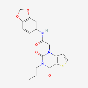 molecular formula C18H17N3O5S B2851578 N-(1,3-benzodioxol-5-yl)-2-(2,4-dioxo-3-propyl-3,4-dihydrothieno[3,2-d]pyrimidin-1(2H)-yl)acetamide CAS No. 1260629-83-1