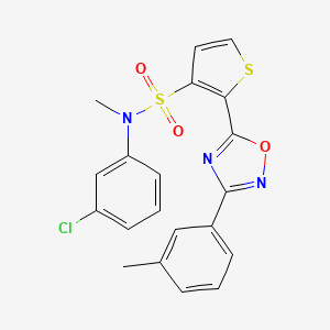 molecular formula C20H16ClN3O3S2 B2851586 N-(3-chlorophenyl)-N-methyl-2-[3-(3-methylphenyl)-1,2,4-oxadiazol-5-yl]thiophene-3-sulfonamide CAS No. 1251597-01-9