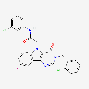 2-(3-(2-chlorobenzyl)-8-fluoro-4-oxo-3H-pyrimido[5,4-b]indol-5(4H)-yl)-N-(3-chlorophenyl)acetamide
