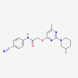 molecular formula C20H23N5O2 B2851605 N-(4-cyanophenyl)-2-{[6-methyl-2-(3-methylpiperidin-1-yl)pyrimidin-4-yl]oxy}acetamide CAS No. 1226459-40-0
