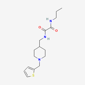 molecular formula C16H25N3O2S B2851622 N1-propyl-N2-((1-(thiophen-2-ylmethyl)piperidin-4-yl)methyl)oxalamide CAS No. 953230-83-6