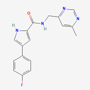 molecular formula C17H15FN4O B2851627 4-(4-氟苯基)-N-((6-甲基嘧啶-4-基)甲基)-1H-吡咯-2-甲酰胺 CAS No. 2190365-72-9