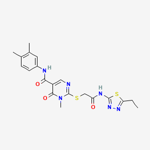 N-(3,4-dimethylphenyl)-2-((2-((5-ethyl-1,3,4-thiadiazol-2-yl)amino)-2-oxoethyl)thio)-1-methyl-6-oxo-1,6-dihydropyrimidine-5-carboxamide