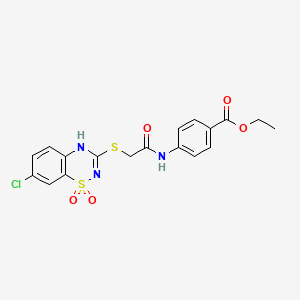 ethyl 4-(2-((7-chloro-1,1-dioxido-4H-benzo[e][1,2,4]thiadiazin-3-yl)thio)acetamido)benzoate