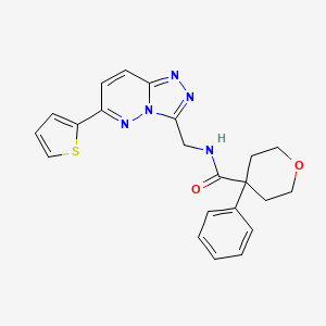 molecular formula C22H21N5O2S B2851631 4-phenyl-N-((6-(thiophen-2-yl)-[1,2,4]triazolo[4,3-b]pyridazin-3-yl)methyl)tetrahydro-2H-pyran-4-carboxamide CAS No. 1903718-17-1