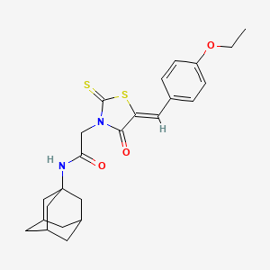 molecular formula C24H28N2O3S2 B2851636 N-(ADAMANTAN-1-YL)-2-[(5Z)-5-[(4-ETHOXYPHENYL)METHYLIDENE]-4-OXO-2-SULFANYLIDENE-1,3-THIAZOLIDIN-3-YL]ACETAMIDE CAS No. 394239-42-0