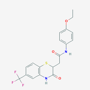 molecular formula C19H17F3N2O3S B2851644 N-(4-ethoxyphenyl)-2-[3-oxo-6-(trifluoromethyl)-3,4-dihydro-2H-1,4-benzothiazin-2-yl]acetamide CAS No. 305372-95-6