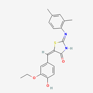 molecular formula C20H20N2O3S B2851647 (2E,5E)-2-((2,4-dimethylphenyl)imino)-5-(3-ethoxy-4-hydroxybenzylidene)thiazolidin-4-one CAS No. 638137-92-5