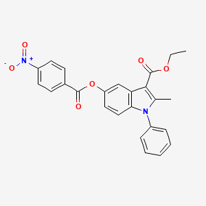 molecular formula C25H20N2O6 B2851657 ETHYL 2-METHYL-5-(4-NITROBENZOYLOXY)-1-PHENYL-1H-INDOLE-3-CARBOXYLATE CAS No. 321968-35-8