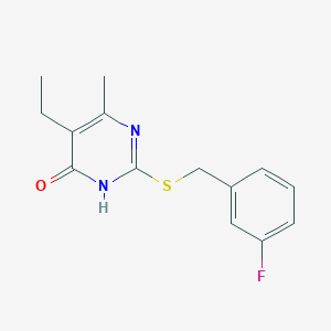 molecular formula C14H15FN2OS B2851659 5-ethyl-2-((3-fluorobenzyl)thio)-6-methylpyrimidin-4(3H)-one CAS No. 899991-23-2