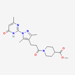 methyl 1-(3-(3,5-dimethyl-1-(4-methyl-6-oxo-1,6-dihydropyrimidin-2-yl)-1H-pyrazol-4-yl)propanoyl)piperidine-4-carboxylate