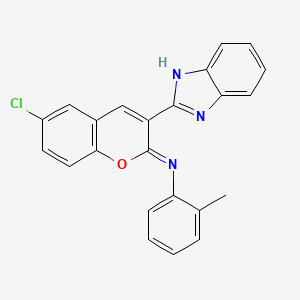 molecular formula C23H16ClN3O B2851691 N-[(2Z)-3-(1H-benzimidazol-2-yl)-6-chloro-2H-chromen-2-ylidene]-2-methylaniline CAS No. 444770-51-8