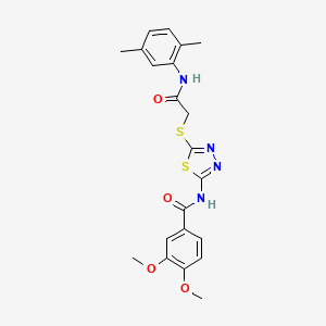 molecular formula C21H22N4O4S2 B2851712 N-[5-[2-(2,5-dimethylanilino)-2-oxoethyl]sulfanyl-1,3,4-thiadiazol-2-yl]-3,4-dimethoxybenzamide CAS No. 392295-26-0