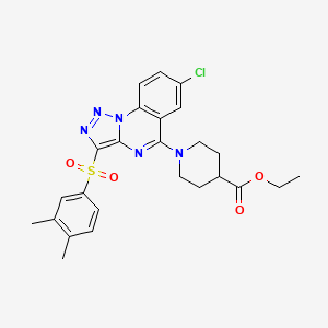 molecular formula C25H26ClN5O4S B2851716 ETHYL 1-[7-CHLORO-3-(3,4-DIMETHYLBENZENESULFONYL)-[1,2,3]TRIAZOLO[1,5-A]QUINAZOLIN-5-YL]PIPERIDINE-4-CARBOXYLATE CAS No. 893788-75-5
