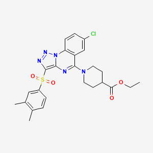 molecular formula C25H26ClN5O4S B2851716 Ethyl 1-{7-chloro-3-[(3,4-dimethylphenyl)sulfonyl][1,2,3]triazolo[1,5-a]quinazolin-5-yl}piperidine-4-carboxylate CAS No. 893788-75-5