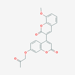 molecular formula C22H16O7 B2851718 8-Methoxy-3-[2-oxo-7-(2-oxopropoxy)chromen-4-yl]chromen-2-one CAS No. 859113-61-4