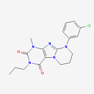 B2851724 9-(3-chlorophenyl)-1-methyl-3-propyl-7,8-dihydro-6H-purino[7,8-a]pyrimidine-2,4-dione CAS No. 876899-90-0