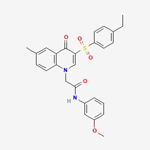 molecular formula C27H26N2O5S B2851730 2-[3-(4-ethylbenzenesulfonyl)-6-methyl-4-oxo-1,4-dihydroquinolin-1-yl]-N-(3-methoxyphenyl)acetamide CAS No. 898373-98-3