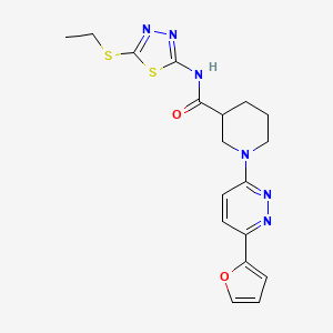 molecular formula C18H20N6O2S2 B2851772 N-(5-(ethylthio)-1,3,4-thiadiazol-2-yl)-1-(6-(furan-2-yl)pyridazin-3-yl)piperidine-3-carboxamide CAS No. 1226450-90-3
