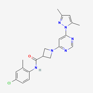 molecular formula C20H21ClN6O B2851780 N-(4-chloro-2-methylphenyl)-1-(6-(3,5-dimethyl-1H-pyrazol-1-yl)pyrimidin-4-yl)azetidine-3-carboxamide CAS No. 2034434-03-0