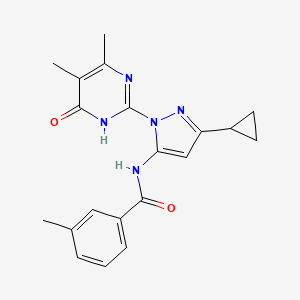 molecular formula C20H21N5O2 B2851782 N-(3-cyclopropyl-1-(4,5-dimethyl-6-oxo-1,6-dihydropyrimidin-2-yl)-1H-pyrazol-5-yl)-3-methylbenzamide CAS No. 1203010-23-4