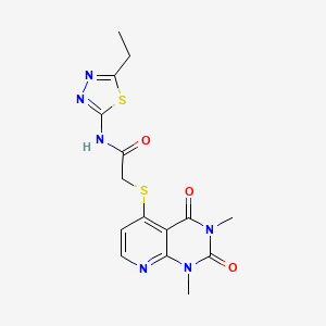 molecular formula C15H16N6O3S2 B2851787 2-((1,3-dimethyl-2,4-dioxo-1,2,3,4-tetrahydropyrido[2,3-d]pyrimidin-5-yl)thio)-N-(5-ethyl-1,3,4-thiadiazol-2-yl)acetamide CAS No. 899988-11-5