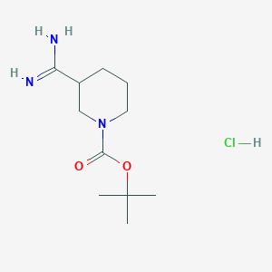molecular formula C11H22ClN3O2 B2851788 Tert-butyl 3-carbamimidoylpiperidine-1-carboxylate hydrochloride CAS No. 1258639-71-2