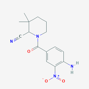 molecular formula C15H18N4O3 B2851793 1-(4-Amino-3-nitrobenzoyl)-3,3-dimethylpiperidine-2-carbonitrile CAS No. 1935808-10-8