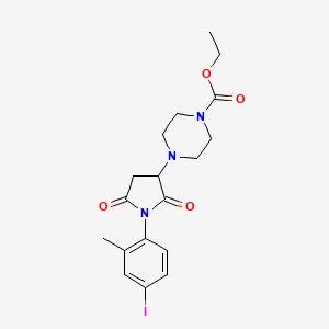 molecular formula C18H22IN3O4 B2851798 Ethyl 4-[1-(4-iodo-2-methylphenyl)-2,5-dioxopyrrolidin-3-yl]piperazine-1-carboxylate CAS No. 857494-11-2