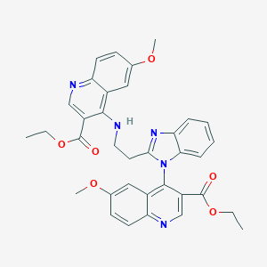 molecular formula C35H33N5O6 B285184 ETHYL 4-[2-(2-{[3-(ETHOXYCARBONYL)-6-METHOXYQUINOLIN-4-YL]AMINO}ETHYL)-1H-1,3-BENZODIAZOL-1-YL]-6-METHOXYQUINOLINE-3-CARBOXYLATE 