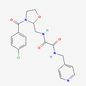 molecular formula C19H19ClN4O4 B2851849 N-{[3-(4-chlorobenzoyl)-1,3-oxazolidin-2-yl]methyl}-N'-[(pyridin-4-yl)methyl]ethanediamide CAS No. 874805-11-5