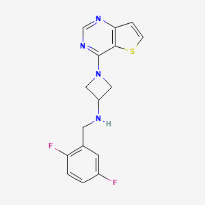 molecular formula C16H14F2N4S B2851853 N-[(2,5-difluorophenyl)methyl]-1-{thieno[3,2-d]pyrimidin-4-yl}azetidin-3-amine CAS No. 2415488-82-1