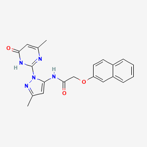 molecular formula C21H19N5O3 B2851861 N-(3-methyl-1-(4-methyl-6-oxo-1,6-dihydropyrimidin-2-yl)-1H-pyrazol-5-yl)-2-(naphthalen-2-yloxy)acetamide CAS No. 1004638-83-8